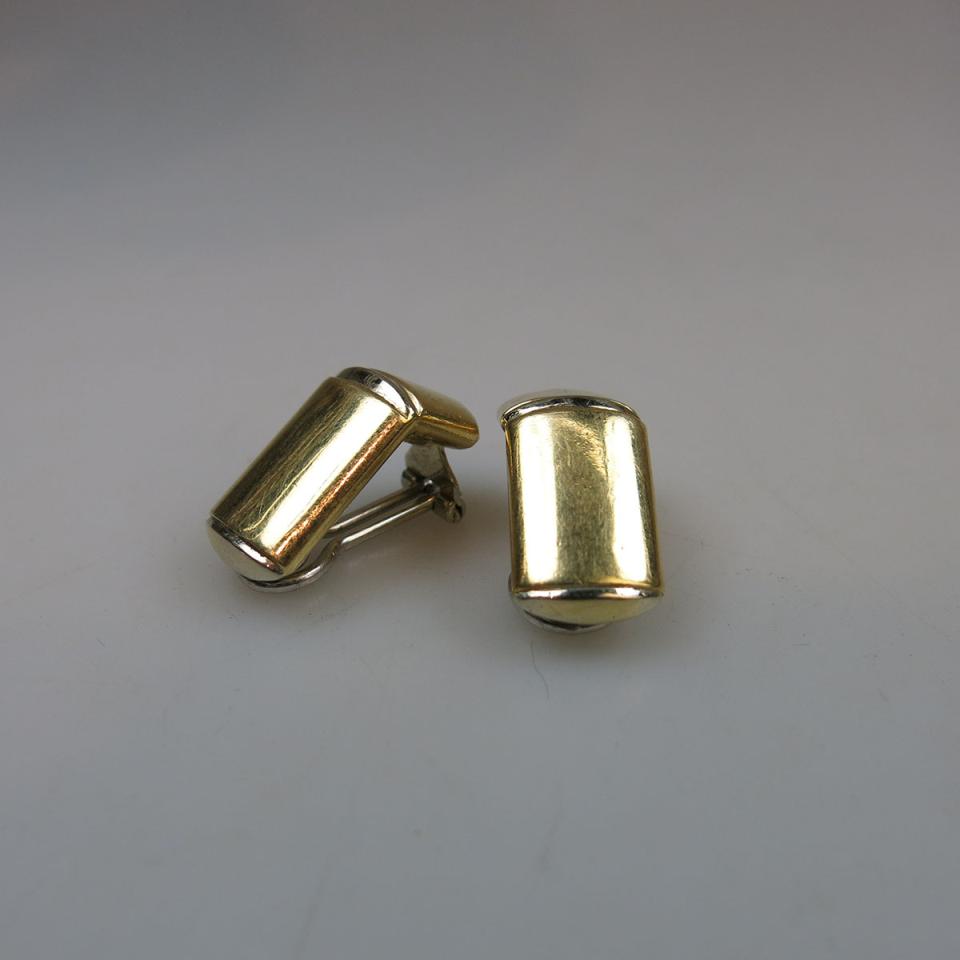 Pair Of Secrett Italian 18k Yellow And White Gold Clip-Back Earrings