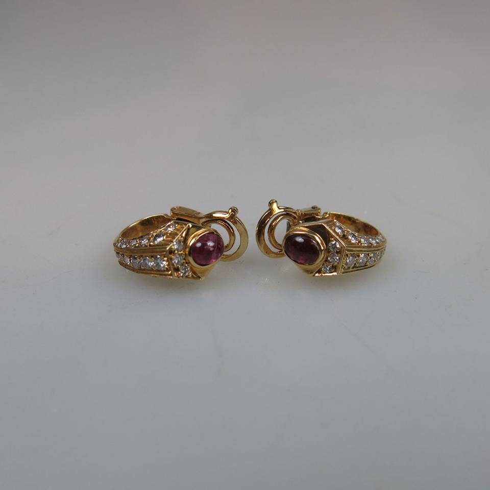 Pair Of 18k Yellow Gold Clip-Back Earrings