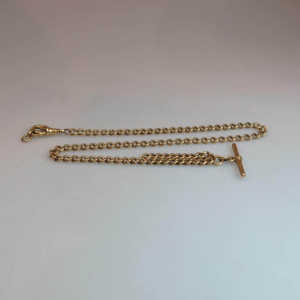 English 18k Yellow Gold Curb Link Watch Chain