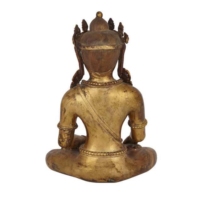 A Gilt Bronze Figure of Buddha Akshobhya, Nepal, Khasa Malla Style, 18th Century or Later