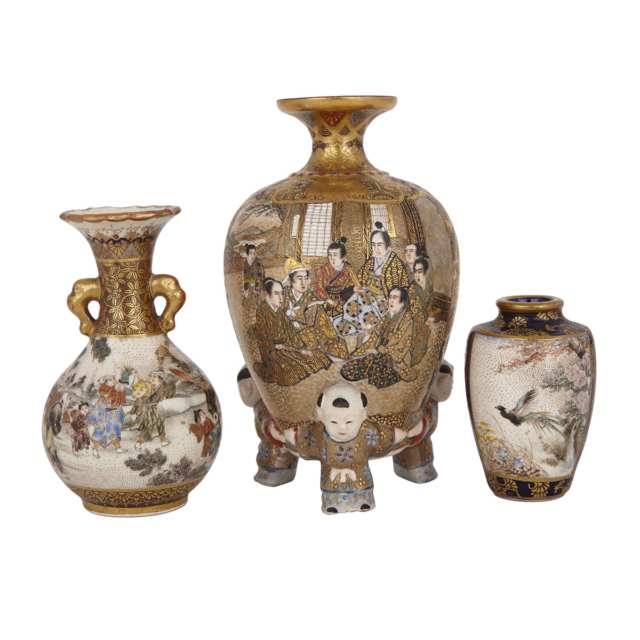 Group of Three Satsuma Vases, Early 20th Century
