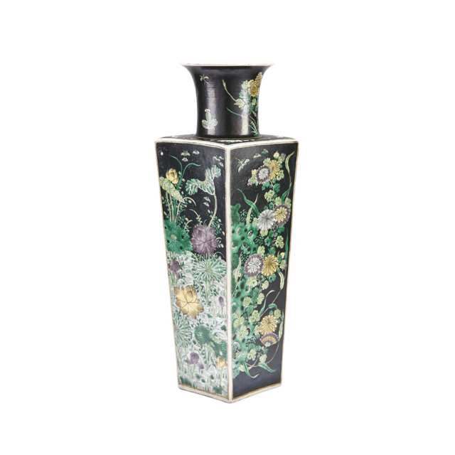 A Large Famille Noire ‘Four Seasons’ Porcelain Vase, Chenghua Mark, 19th Century or Earlier 