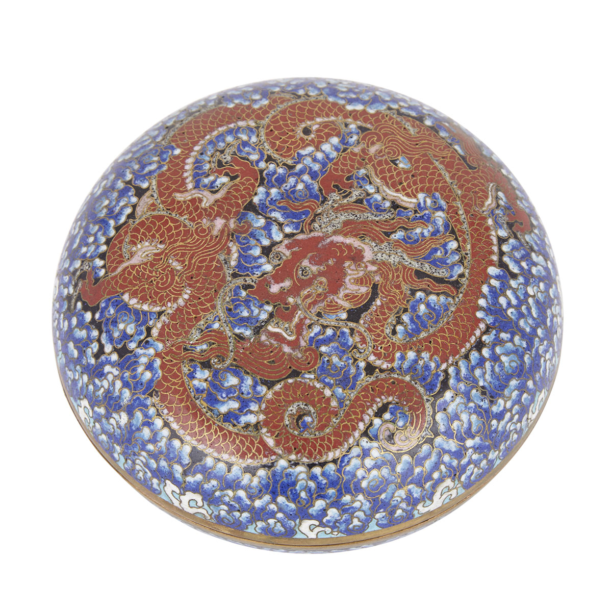 A Cloisonné Enamel Dragon Box and Cover, Qing Dynasty, 18th/19th Century 