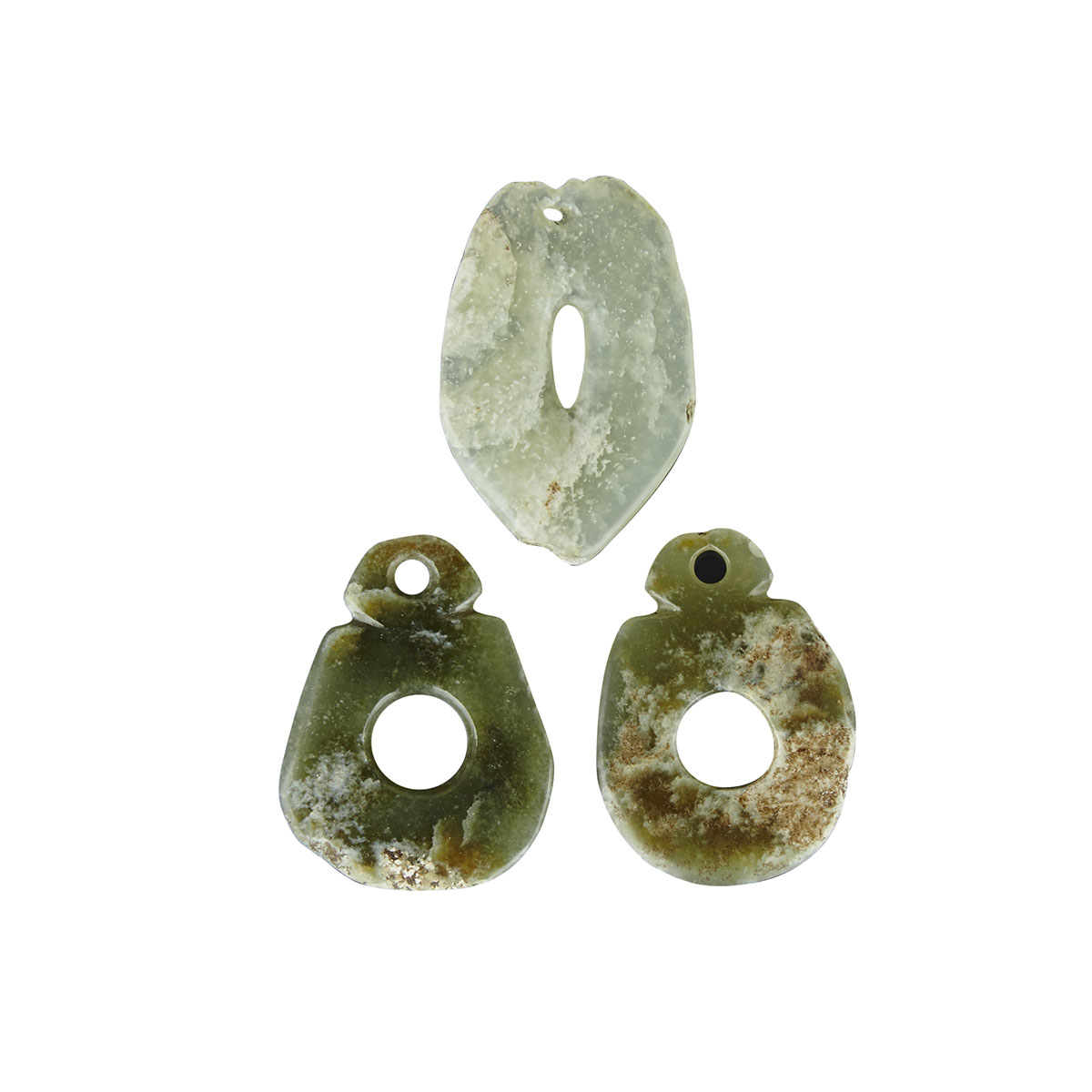 A Set of Three Jade Bi Discs, Hongshan Culture, Neolithic Period or Later
