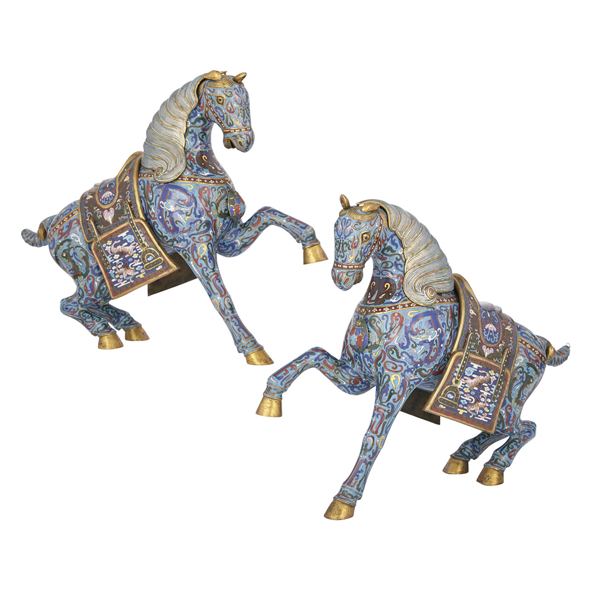A Pair of Cloisonné Horses, First Half of 20th Century