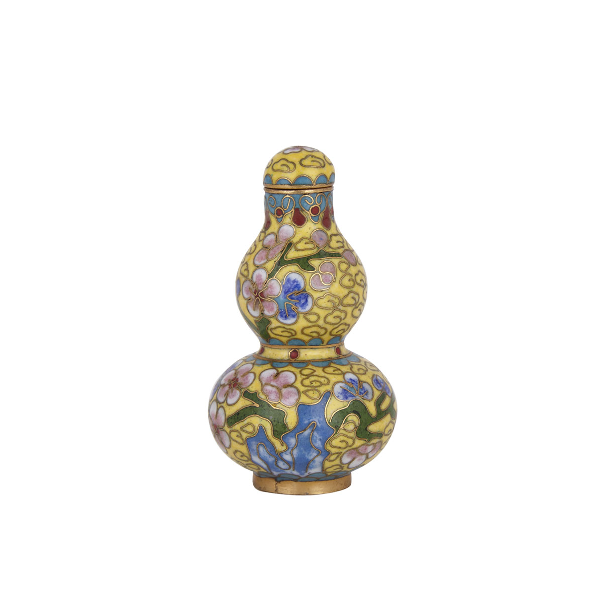 A Rare Double Gourd Cloisonné Snuff Bottle, ‘Gu Yi Zhai Cang’ Republic Period