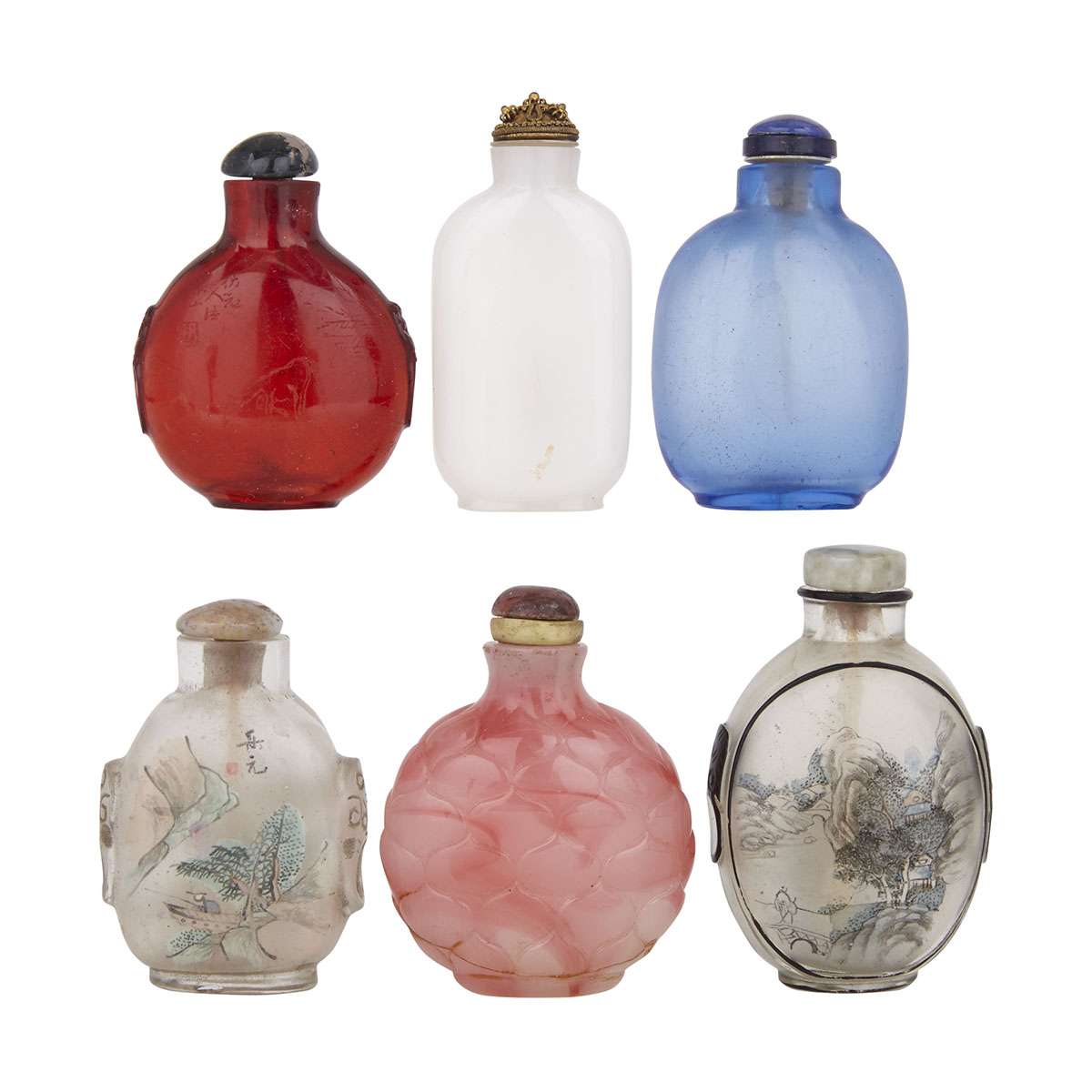Group of Six Snuff Bottles, Republic Period