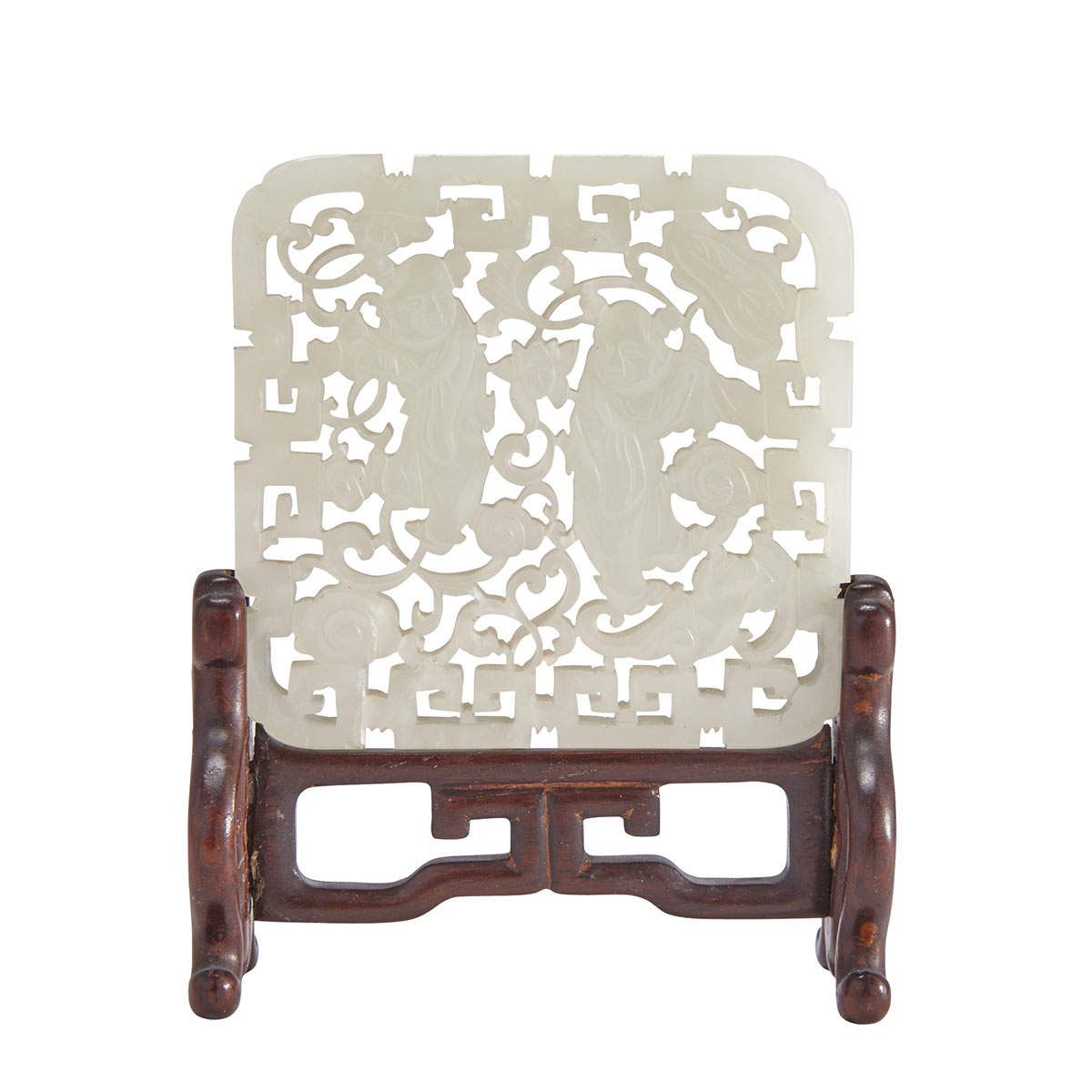 A White Jade Hehe Erxian Plaque, Qing Dynasty, 19th Century