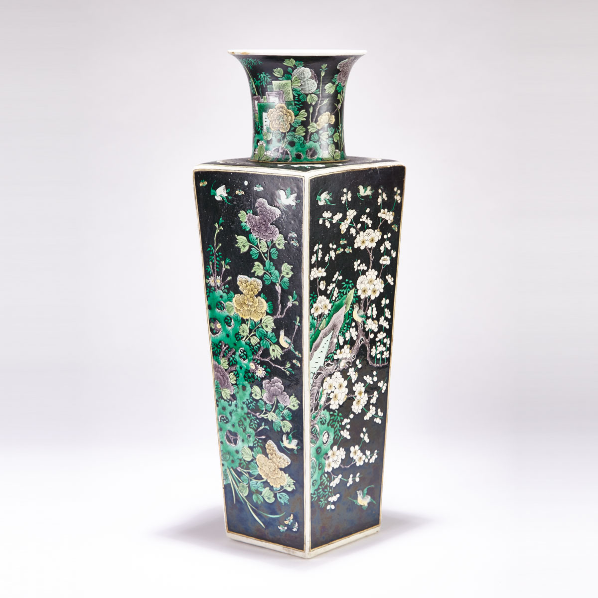 A Large Famille Noire ‘Four Seasons’ Porcelain Vase, Chenghua Mark, 19th Century or Earlier 