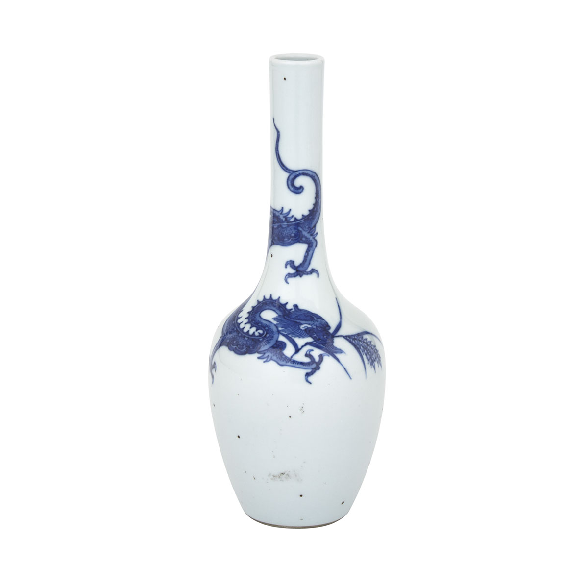 Blue and White Dragon Bottle Vase, Kangxi Mark, 19th Century