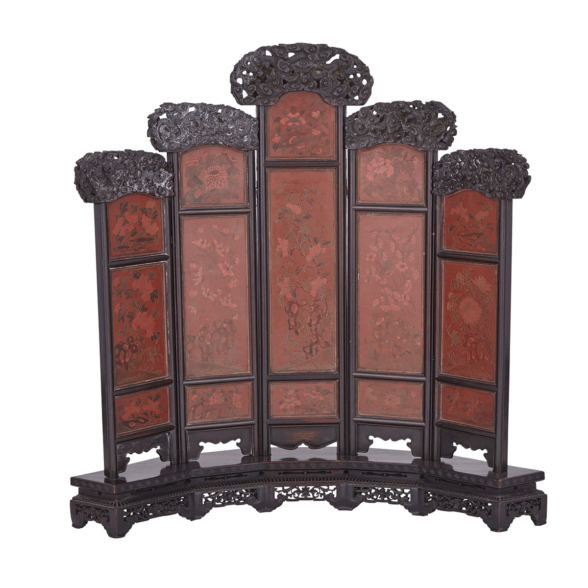Lacquered Rosewood Table Screen, Republic Period 