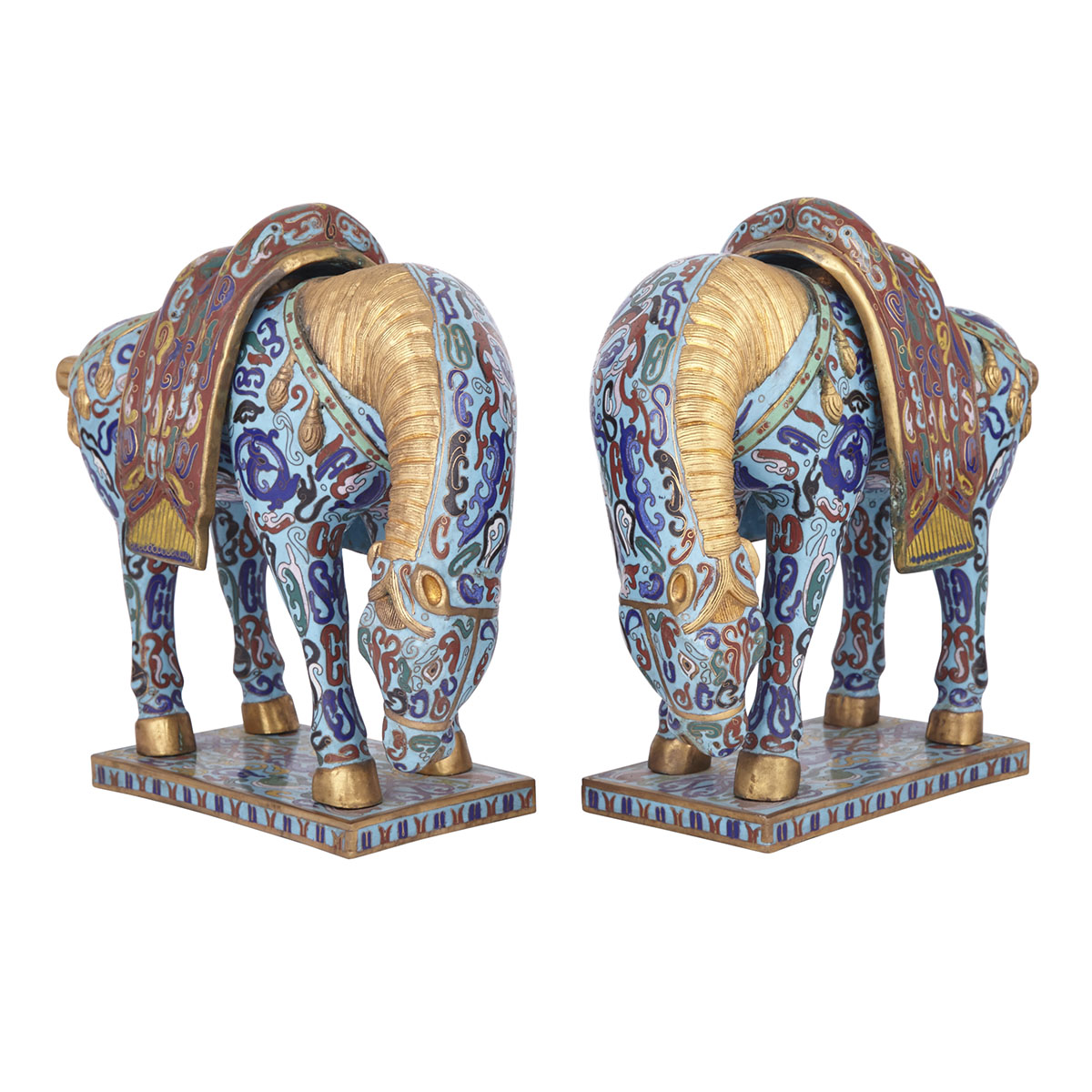 A Pair of Cloisonné Horses, First Half of 20th Century