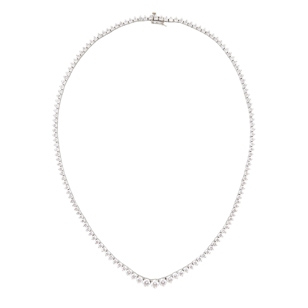 18k White Gold Graduated Riviere Necklace