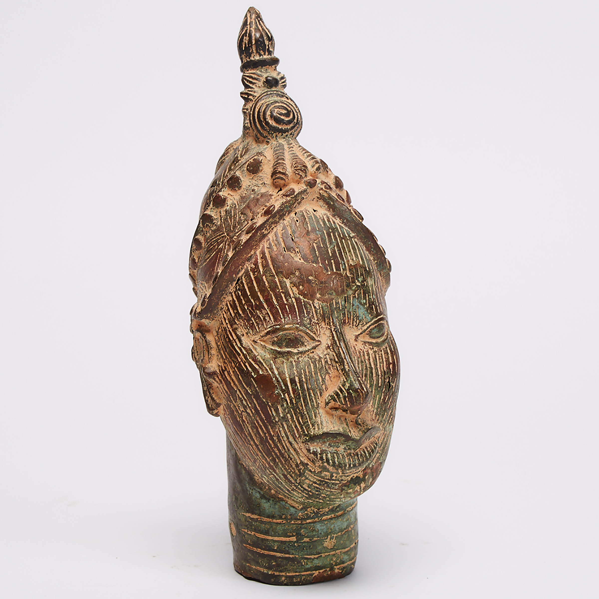 Bronze Ife Head of a Oni (king), Nigeria, West Africa