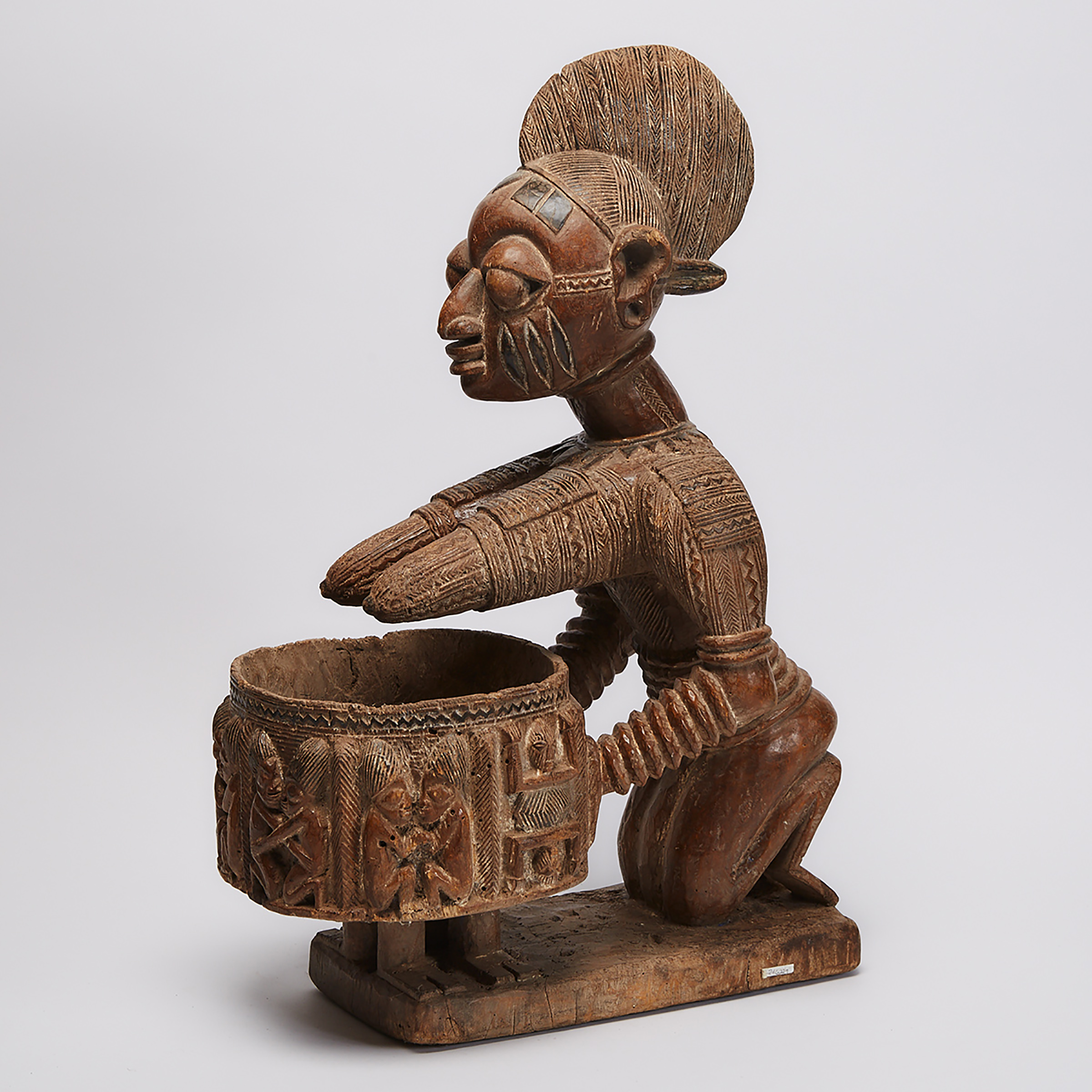 Yoruba Kneeling Female Figure with Bowl, Nigeria, West Africa