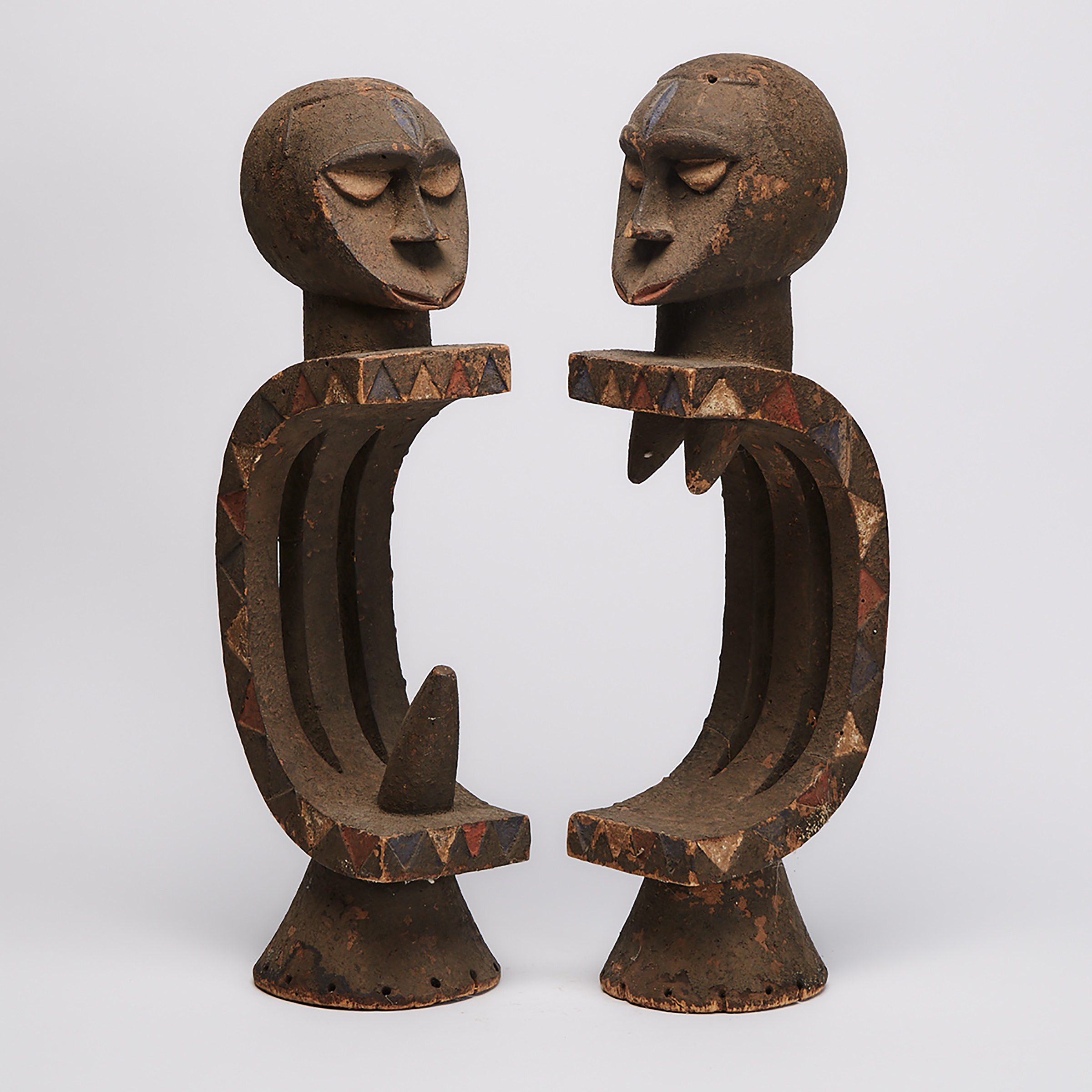 A Pair of Male and Female Headdresses, Gabon, Central Africa