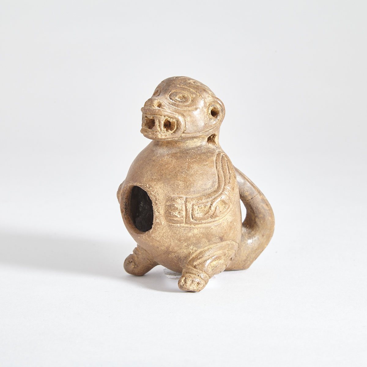 Guanacaste Nicoya Pottery Jaguar Form Ink Pot, Period IV, 300 B.C. - 300 A.D.