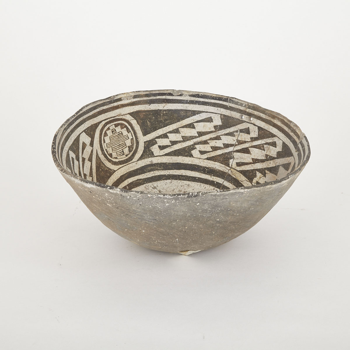 Black-on-White Pottery Bowl, possibly Mimbres, New Mexico