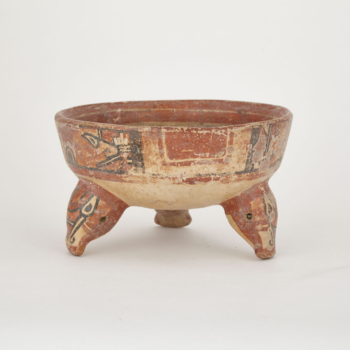 Guanacaste Polychromed Pottery Rattling Tripod Bowl, Late Classic Period, 800-1200 A.D.