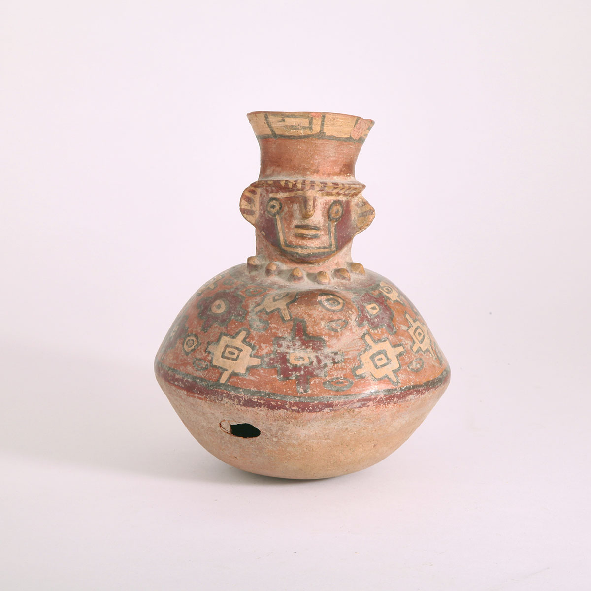 Polychrome Pottery Figural Jug, possibly Chancay