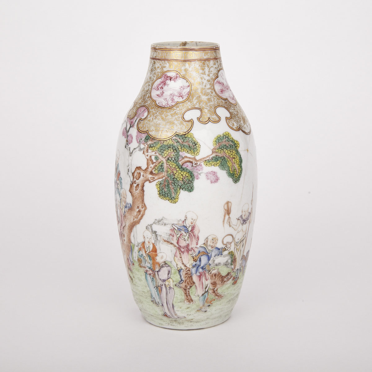 Famille Rose Baluster Vase, Late 18th or Early 19th Century 