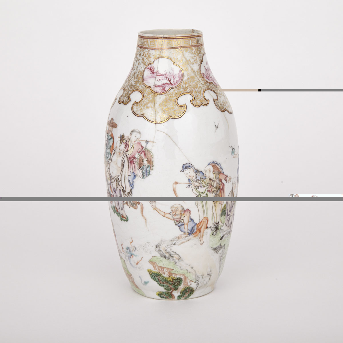 Famille Rose Baluster Vase, Late 18th or Early 19th Century 