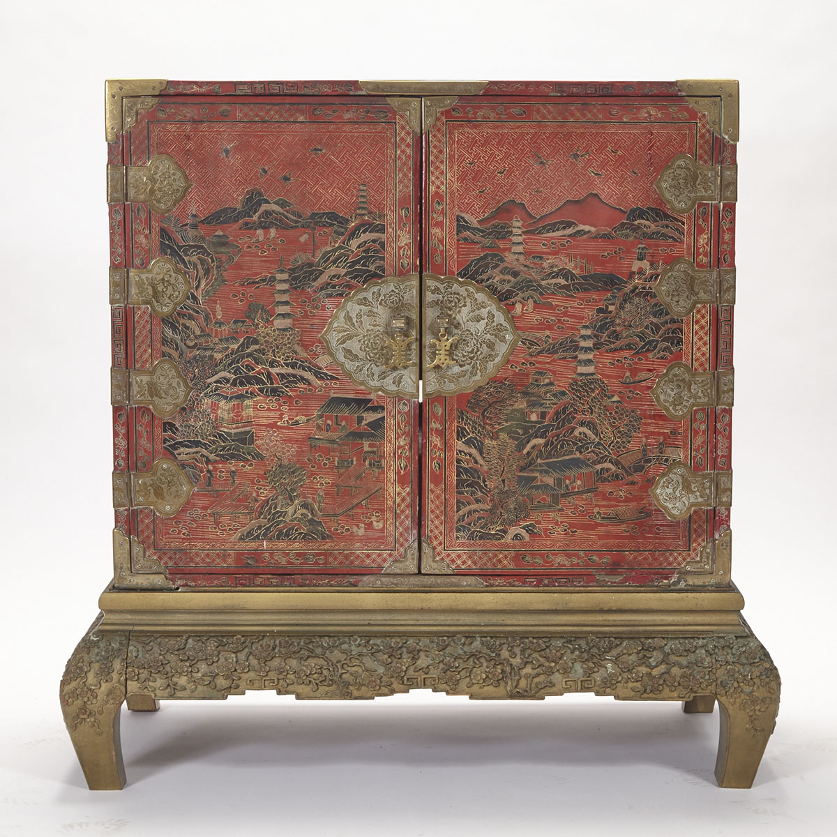 Red Lacquer Cabinet, 20th Century