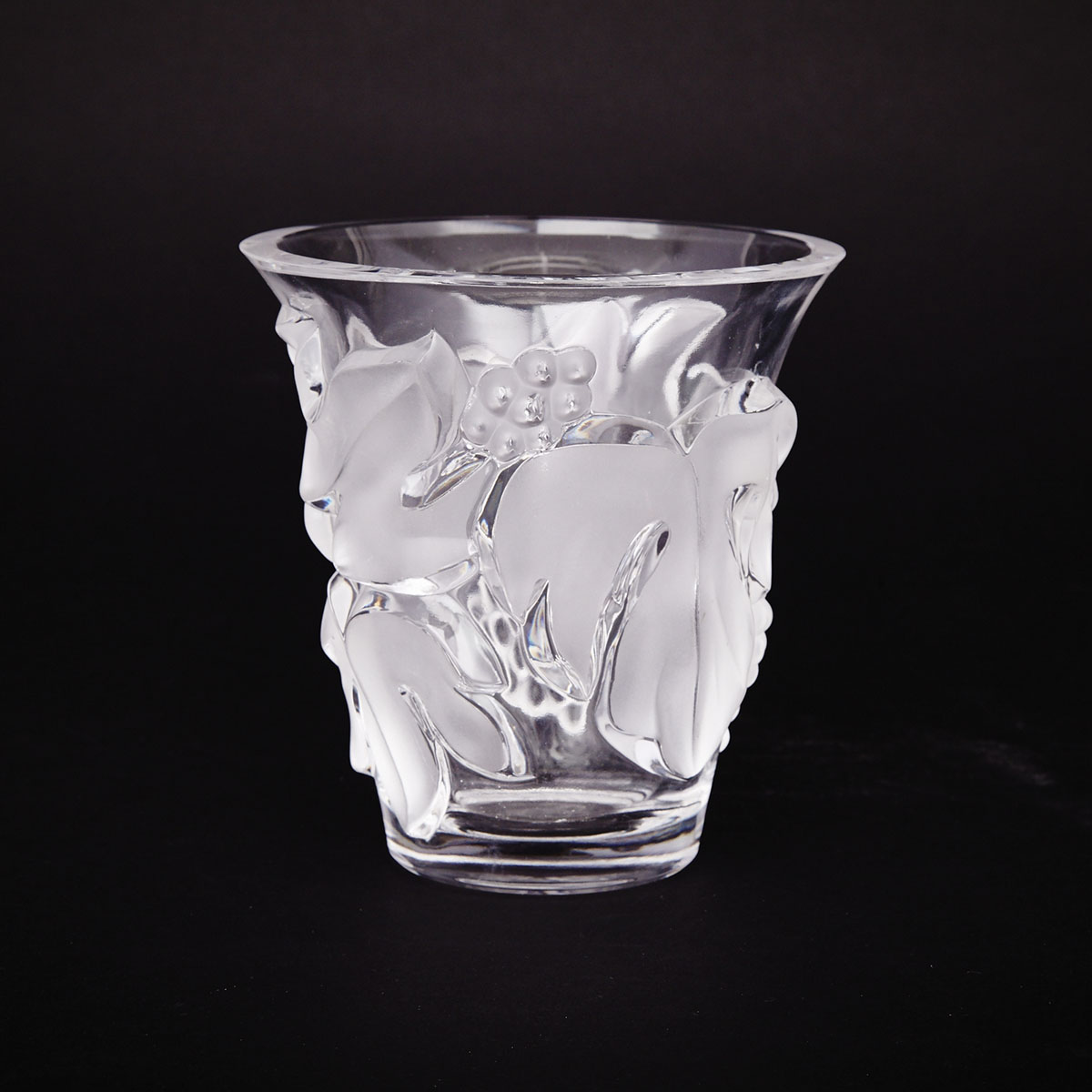 ‘Saumur’, Lalique Moulded and Partly Frosted Glass Vase, post-1945