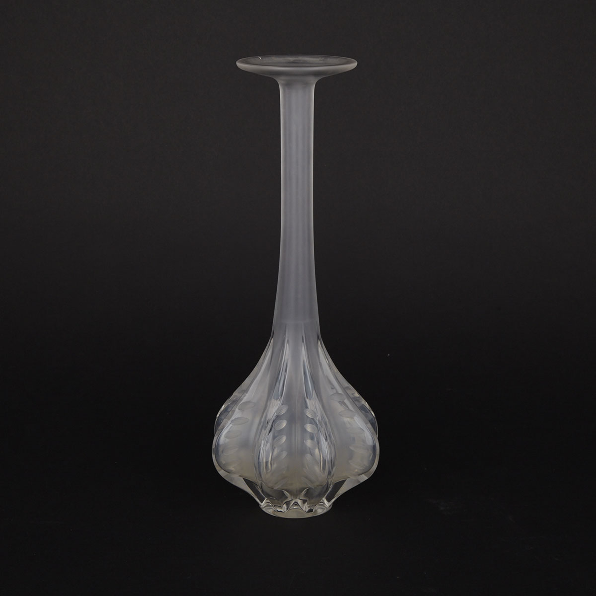 ‘Claude’, Lalique Moulded, Partly Frosted and Engraved Glass Vase, 20th century