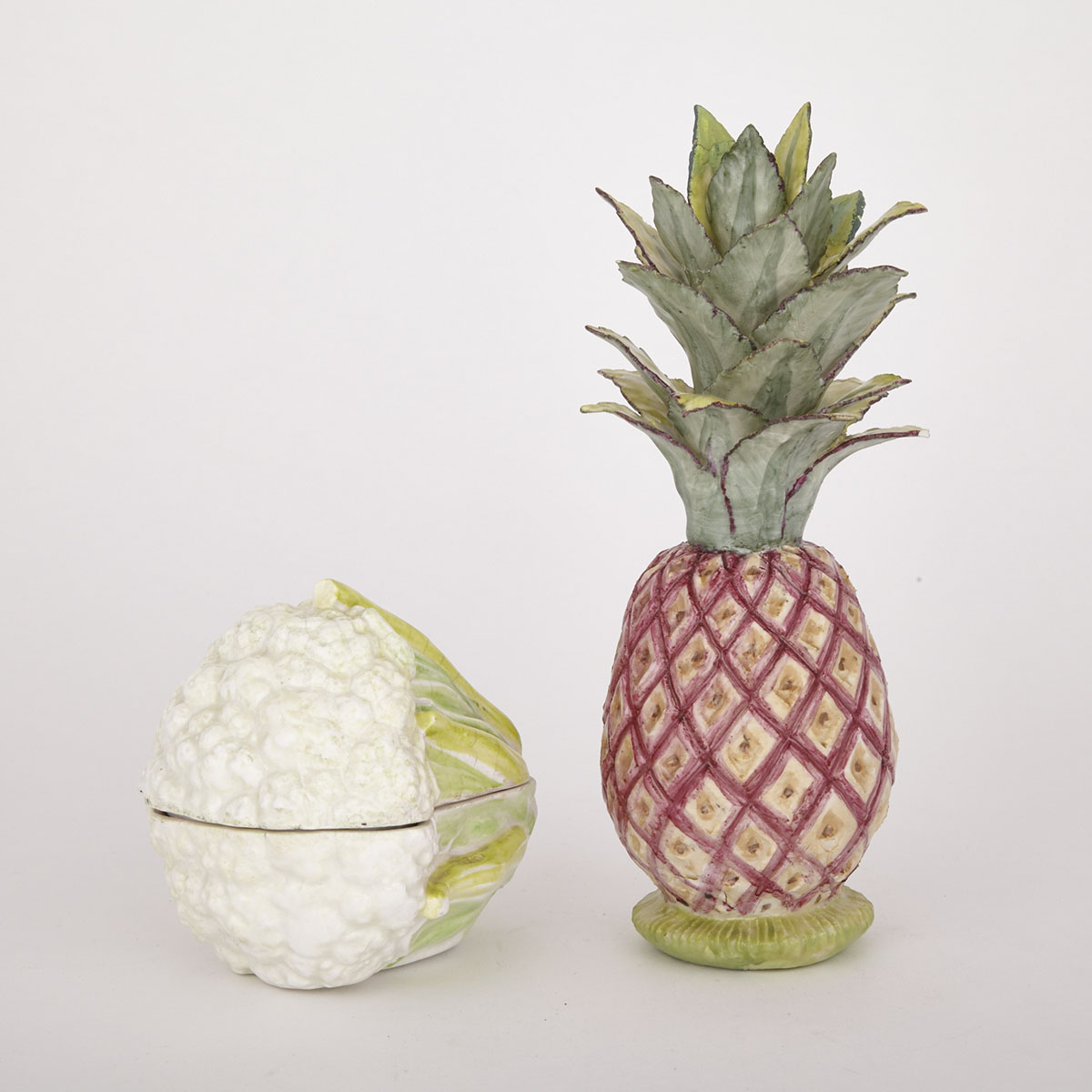 Lady Anne Gordon Pineapple Table Decoration and a Continental Cauliflower Covered Tureen, 20th century 