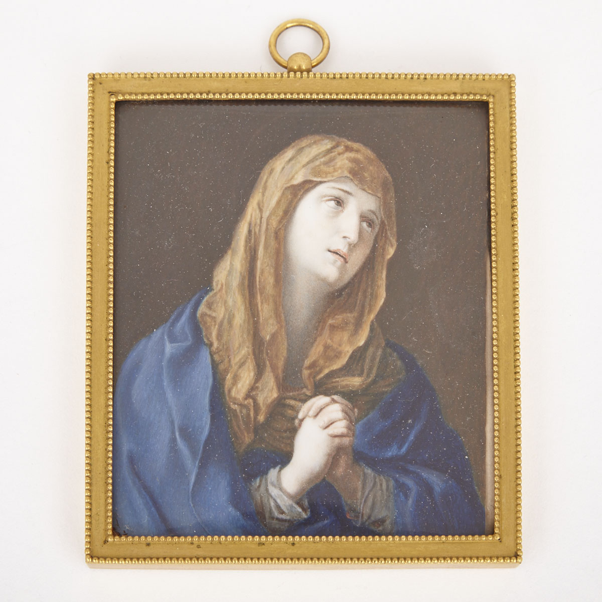 Italian School Portrait Miniature on Ivory of the Mater Delorosa (Our Lady of Sorrows), Mid 20th century