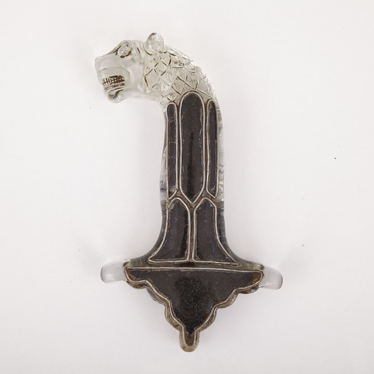 Mughal Style Indian Carved Rock Crystal Khanjar Dagger Hilt, 19th/20th century