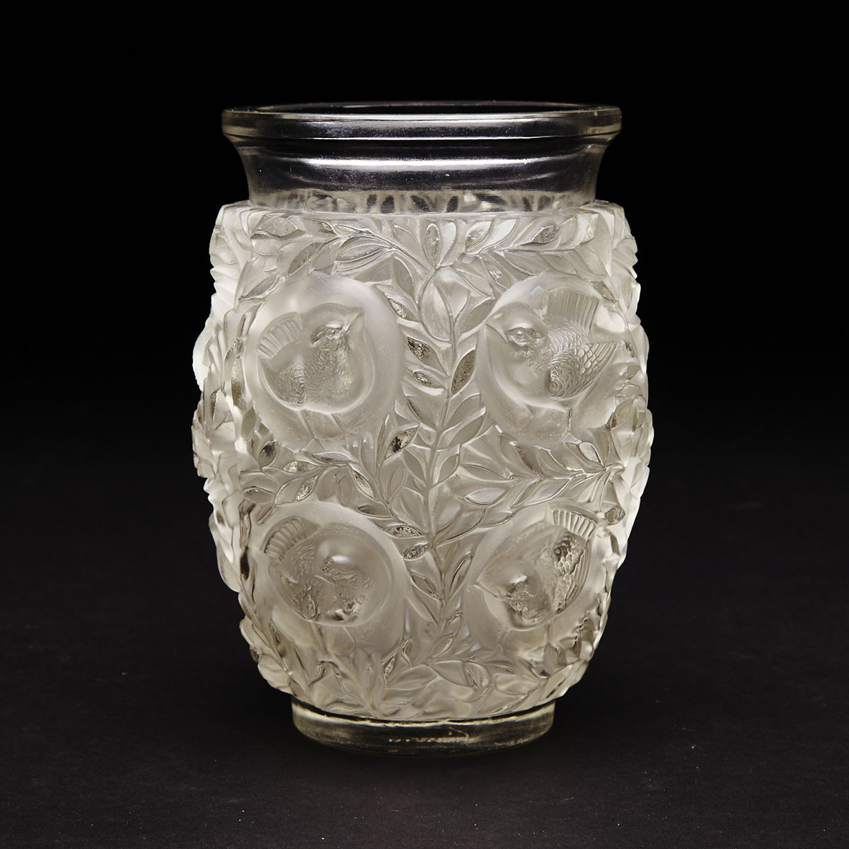 ‘Bagatelle’, Lalique Moulded and Frosted Glass Vase, c.1940