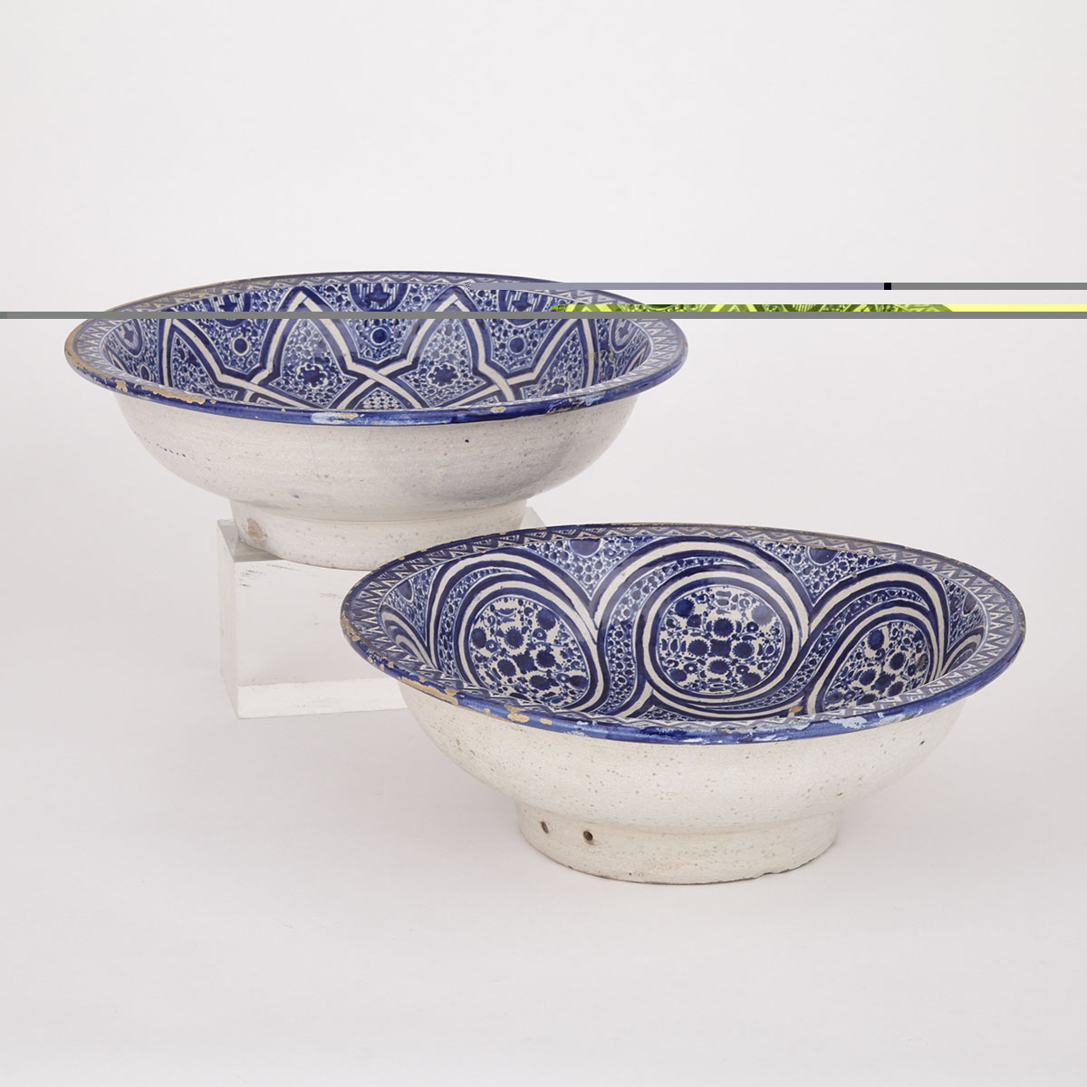Two Continental Blue Decorated Faience Bowls, 19th century