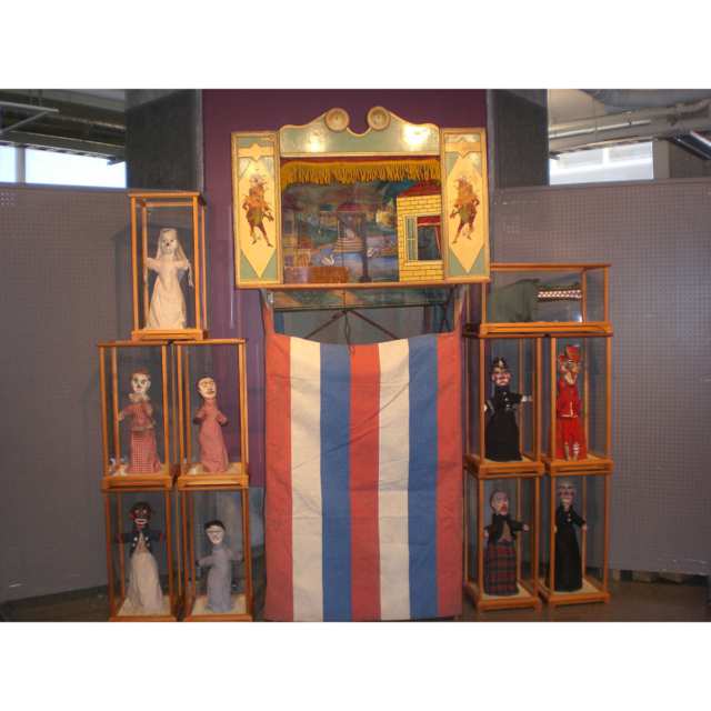 English Punch and Judy Stage and Set of Ten Puppets, 19th century