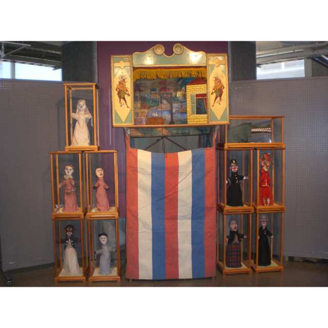 English Punch and Judy Stage and Set of Ten Puppets, 19th century