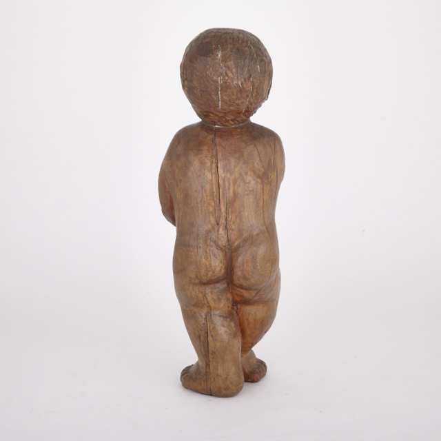 Carved Hardwood Figure of a Young Boy, 19th/early 20th century