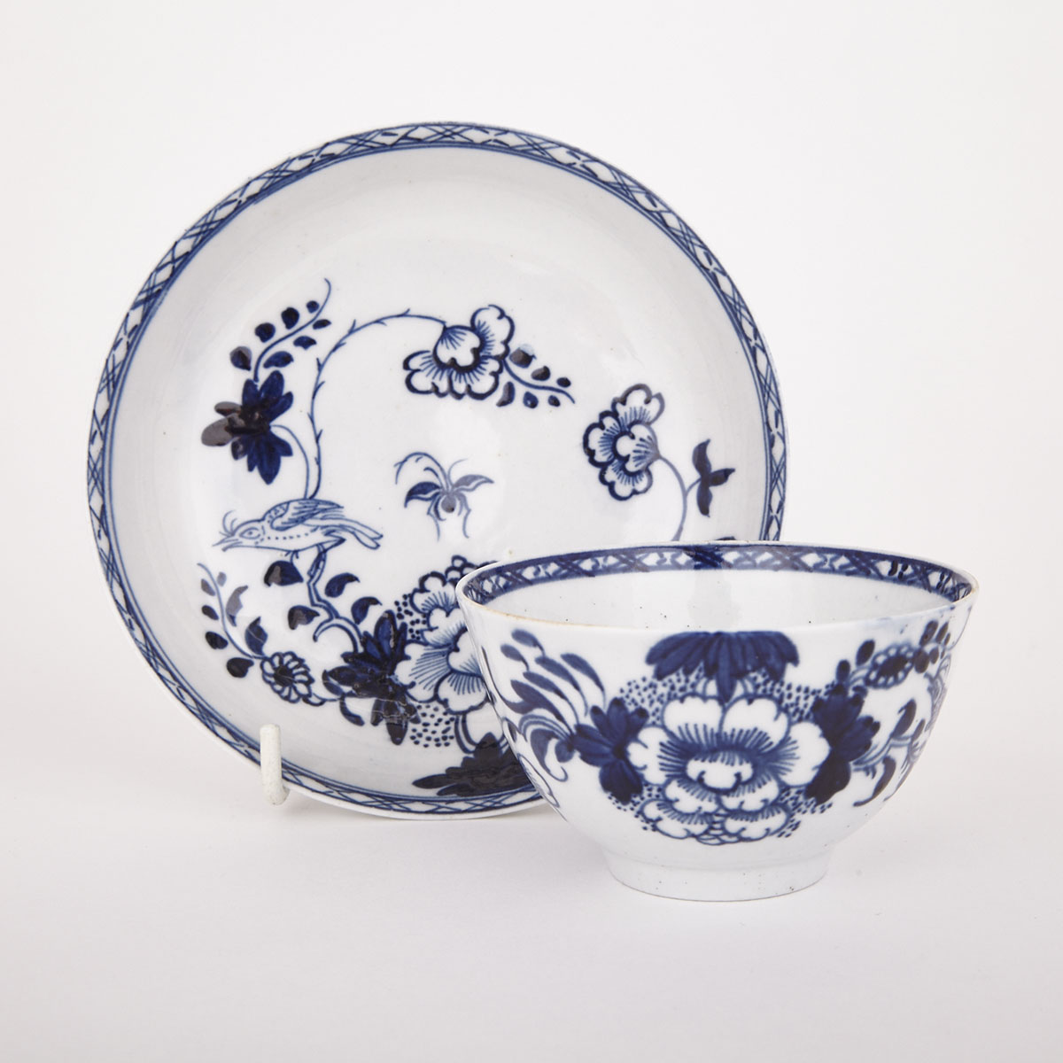 Liverpool ‘Bird on Branch’ Pattern Tea Bowl and Saucer, c.1760-80