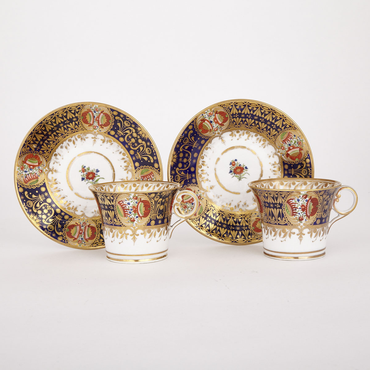 Pair of Chamberlain’s Japan Coffee Cups and Saucers, c.1815