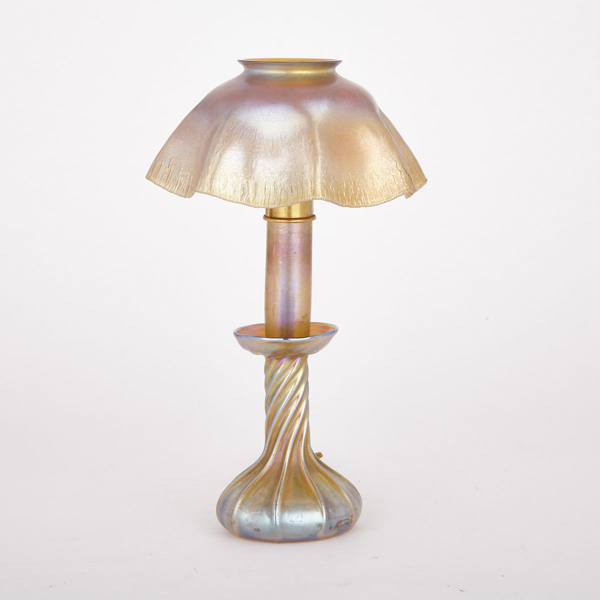 Tiffany Favrile Iridescent Glass Candlestick Lamp, early 20th century