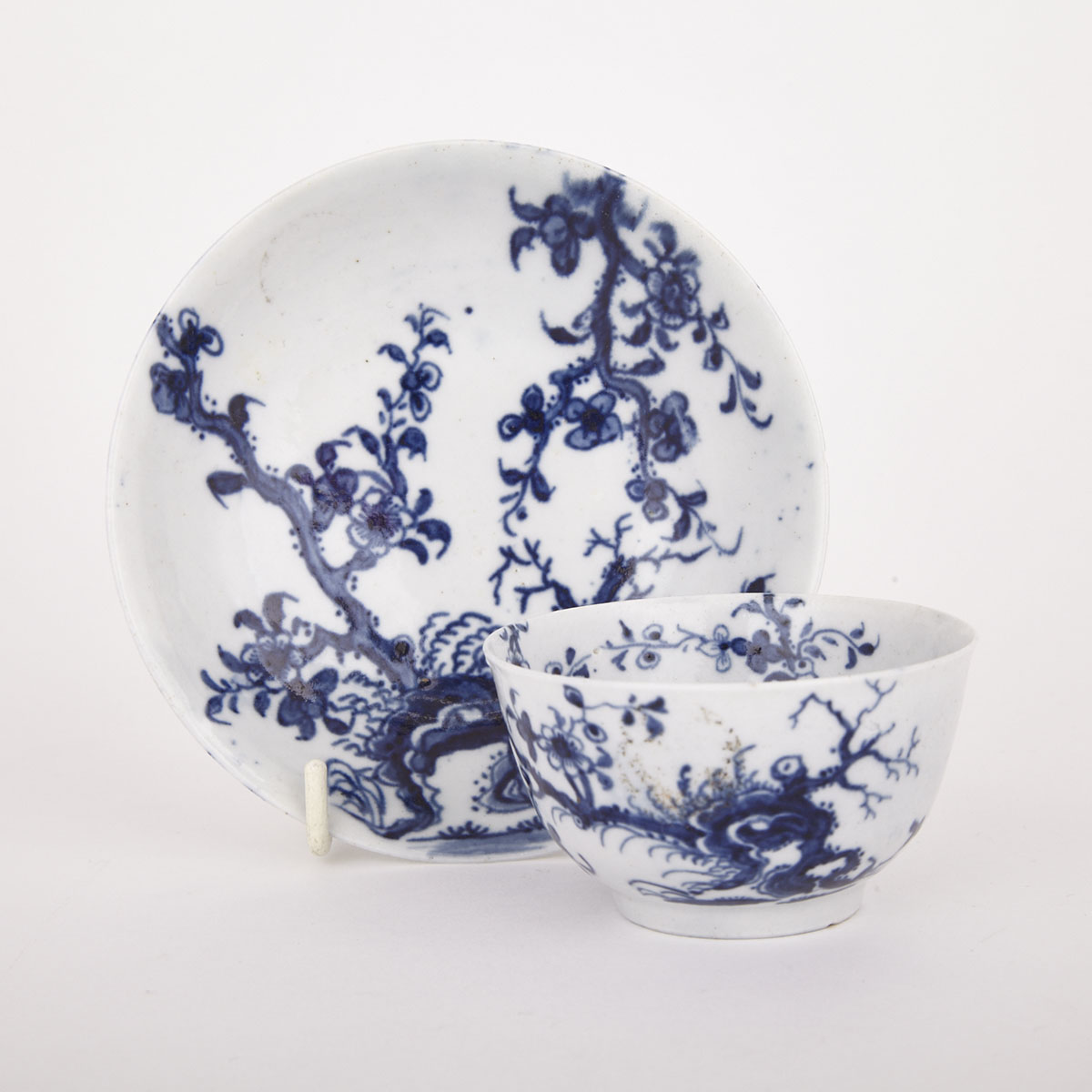 Worcester ‘Prunus Root’ Tea Bowl and Saucer, c.1752-80