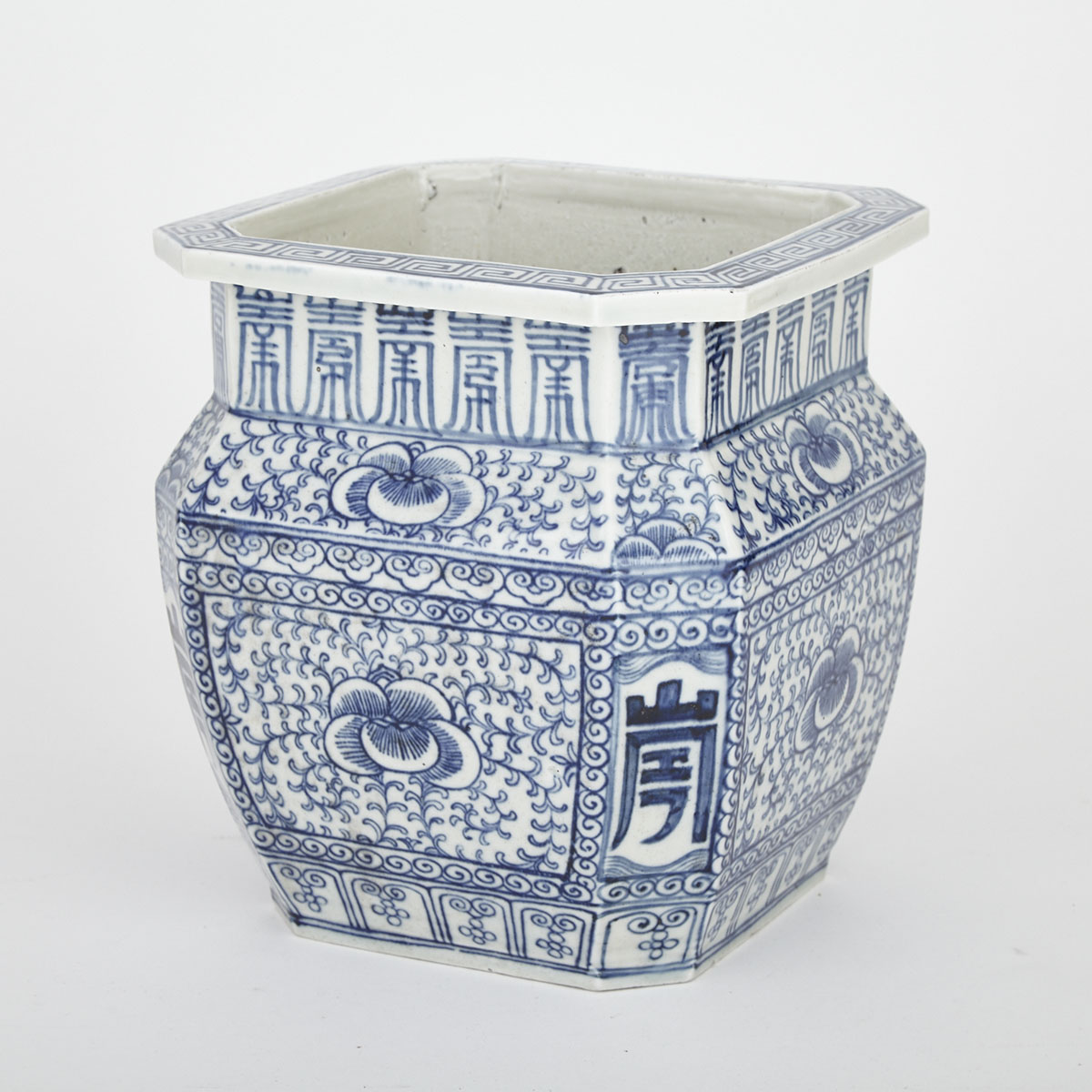 Chinese Blue and White Porcelain Square Planter, early 20th century