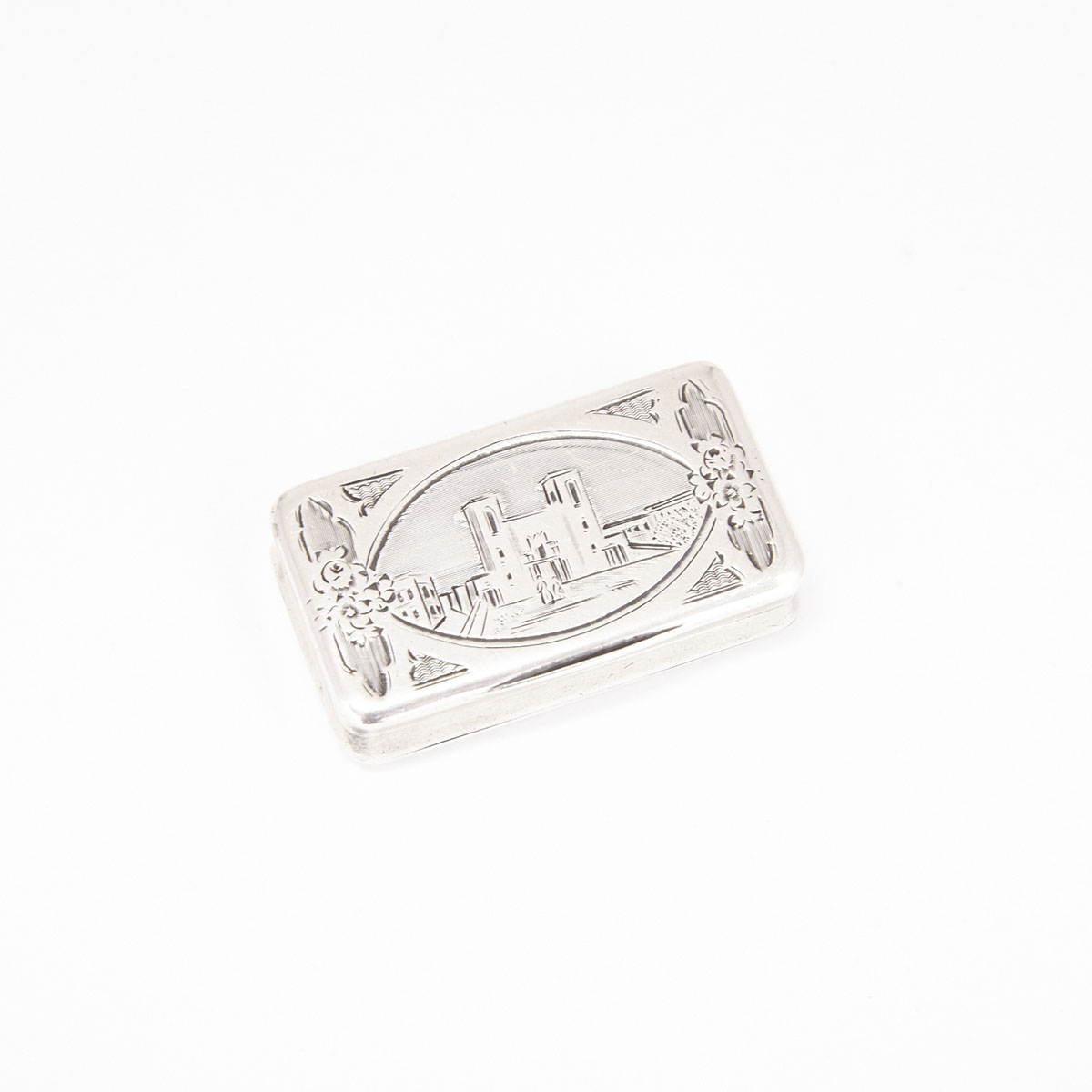 French Silver Engraved Rectangular Snuff Box, mid-19th century