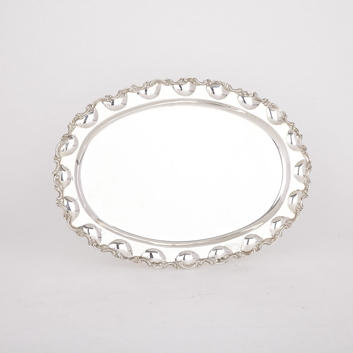 Mexican Silver Oval Platter, Juventino Lopez Reyes, Mexico City, mid-20th century