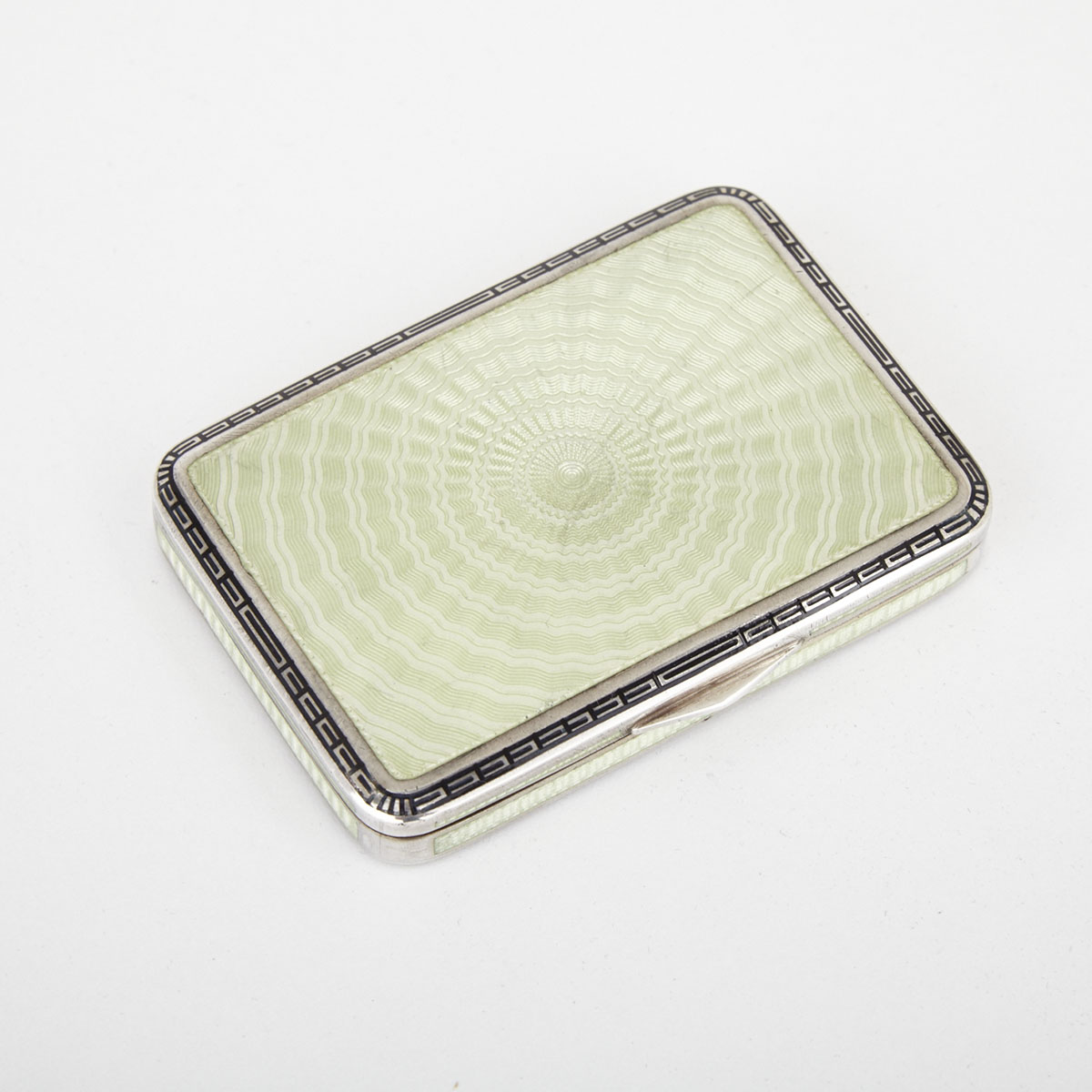 Austrian Silver and Pale Green Guilloche Enamel Cigarette Case, Vienna, c.1924