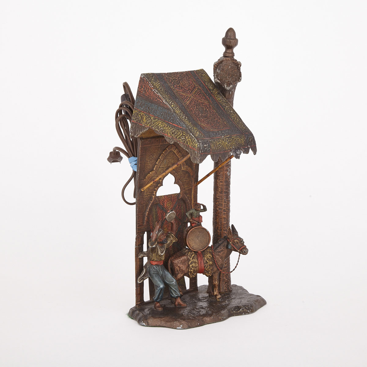 Austrian Cold Painted Metal Group Table Lamp, early 20th century