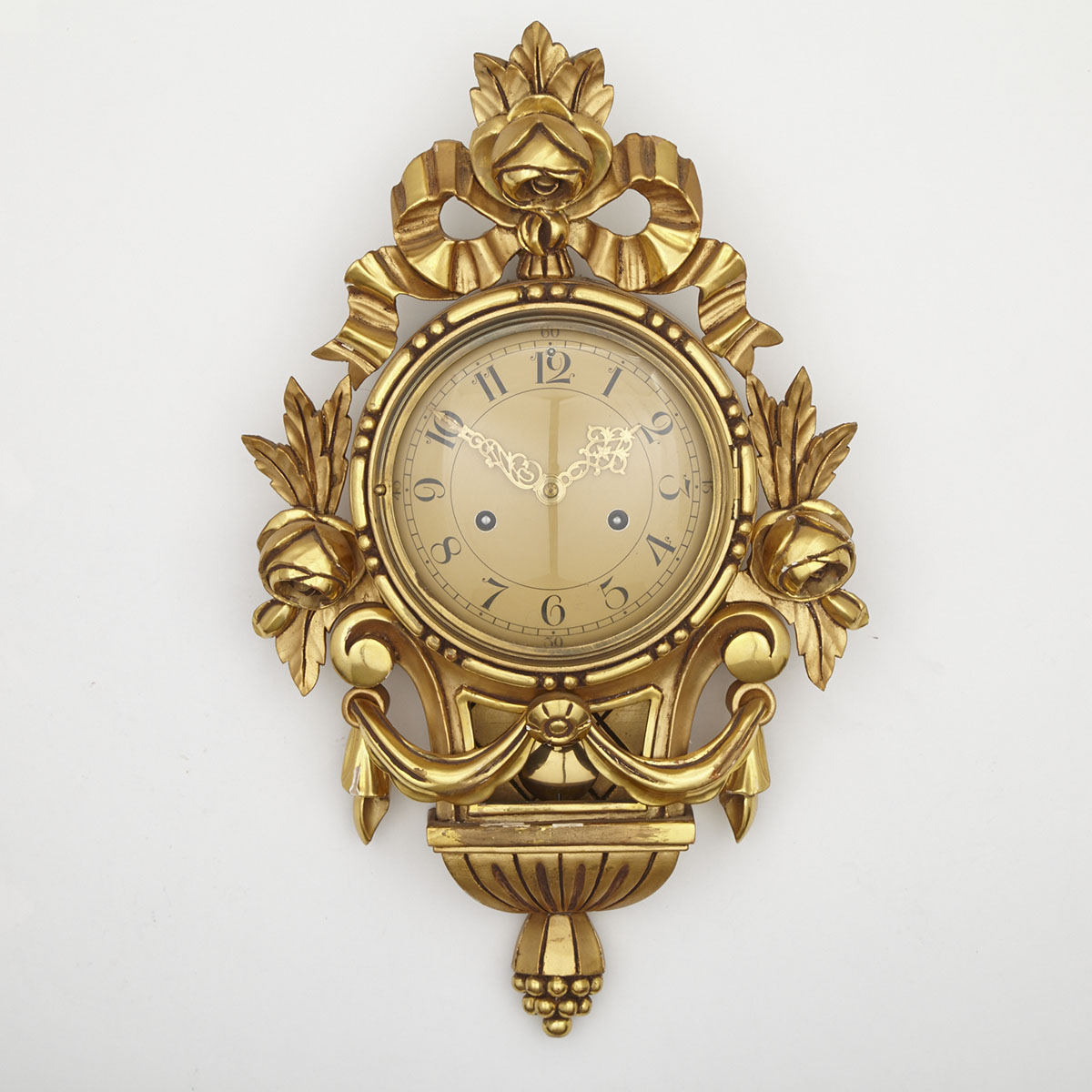 Junghans Swedish Gustavian Style Giltwood Cartel Clock, mid 20th century