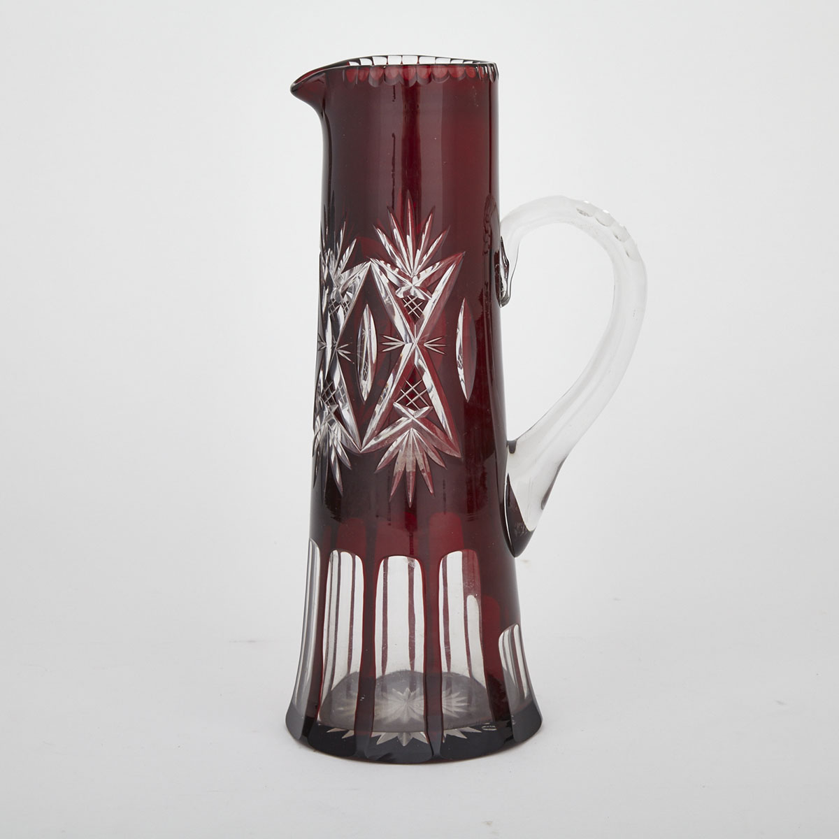 Bohemian Red Overlaid and Cut Glass Jug, 20th century