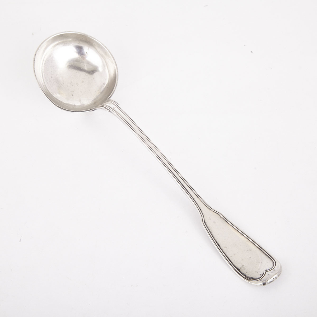 French Silver Fiddle and Thread Pattern Soup Ladle, Paris, mid-19th century