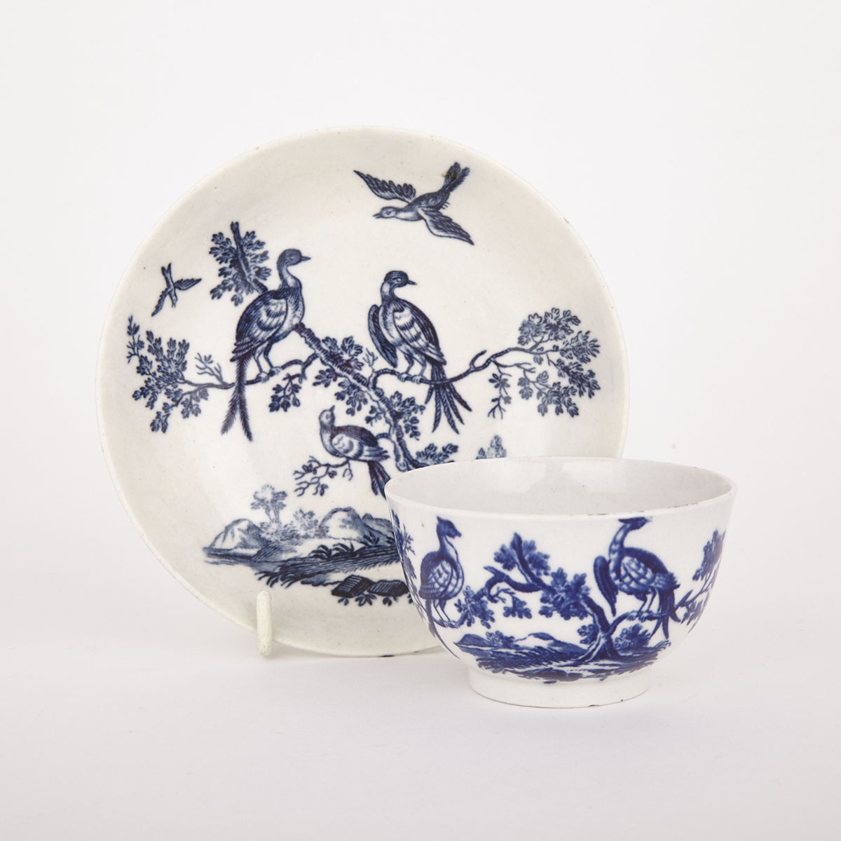 Worcester ‘Birds in Branches’ Tea Bowl and Saucer, c.1770-85